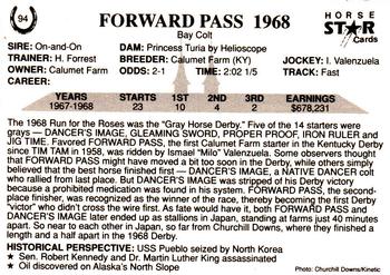 1991 Horse Star Kentucky Derby #94 Forward Pass Back